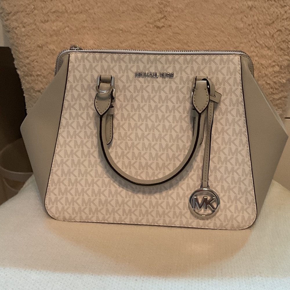 Michael Kors Cream and Gray Satchel
